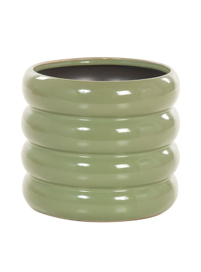 Groen pot met ribbels ⌀ 15 cm