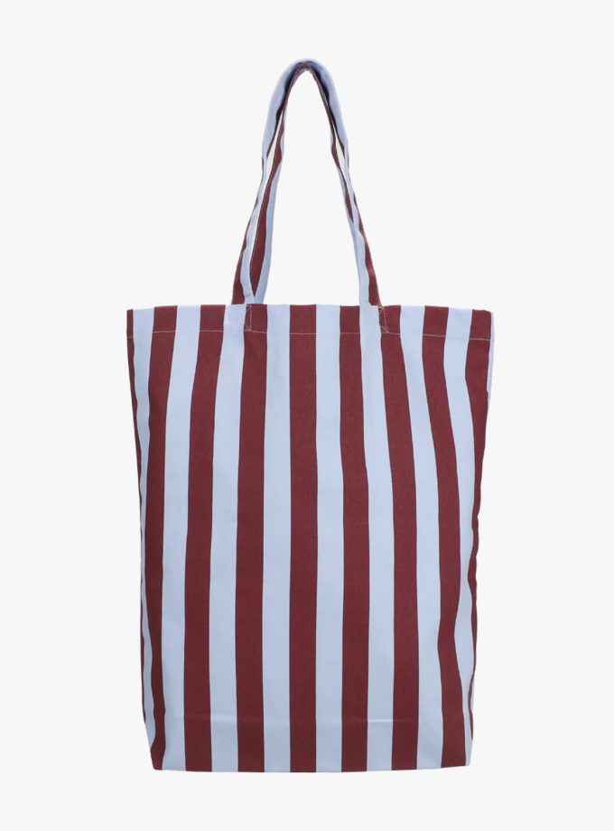 kadodesign katoenen tote bag gestreept sky fig