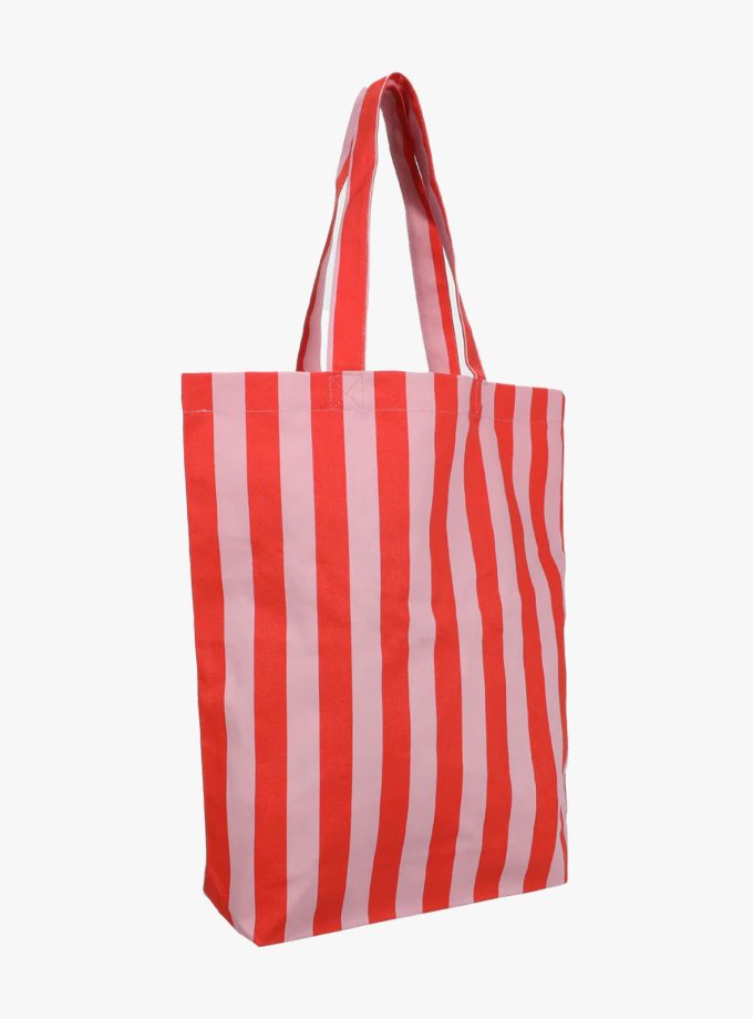 kadodesign katoenen tote bag gestreept poppy litchi