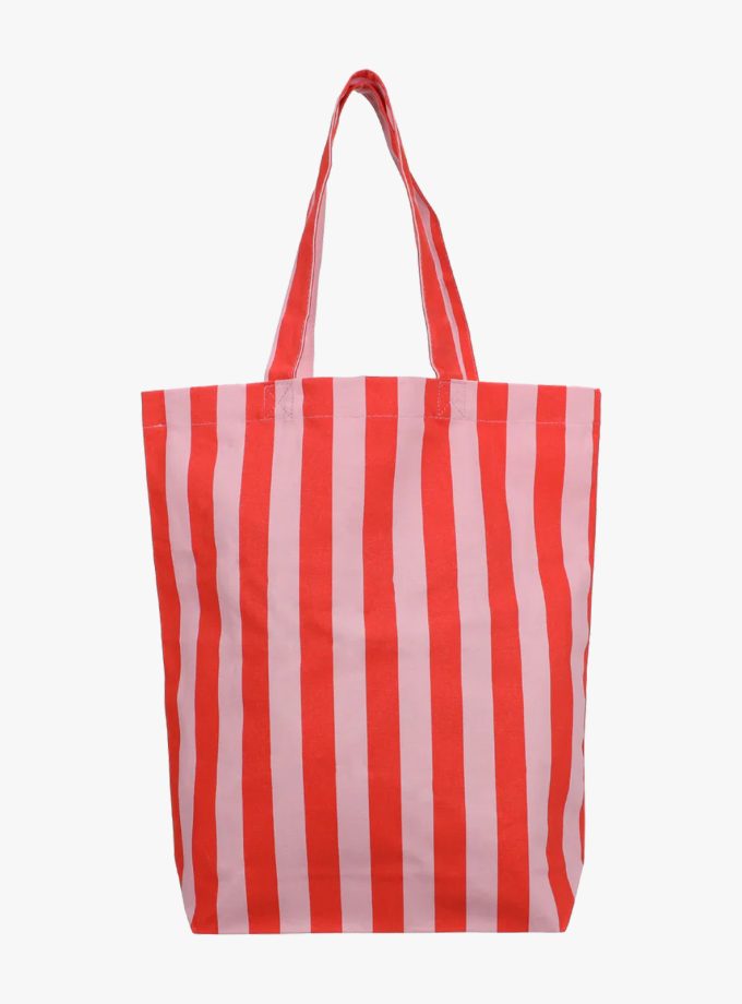 kadodesign katoenen tote bag gestreept poppy litchi