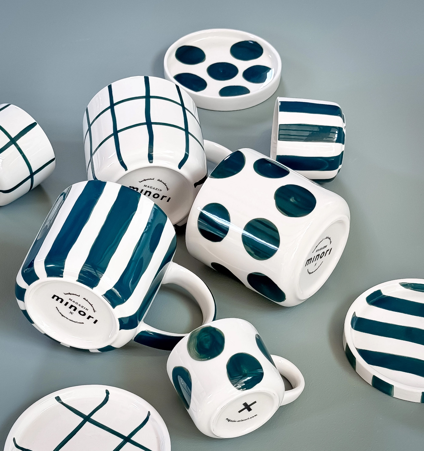 magazin minori espresso kopjes gestreept Gentle Green