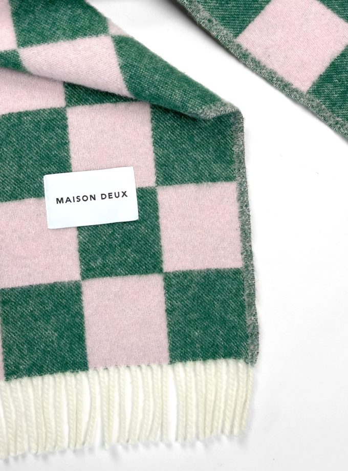 maison-deux-wollen-deken-checkerboard-green-pink-2
