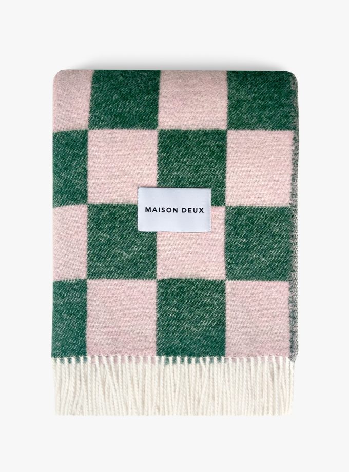 maison-deux-wollen-deken-checkerboard-green-pink-2