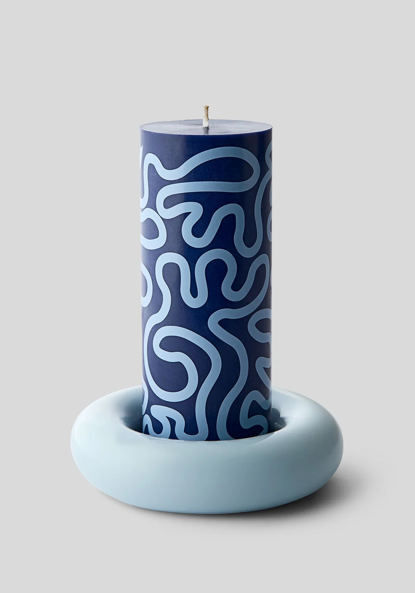 studio about candle holder bob donut light blue