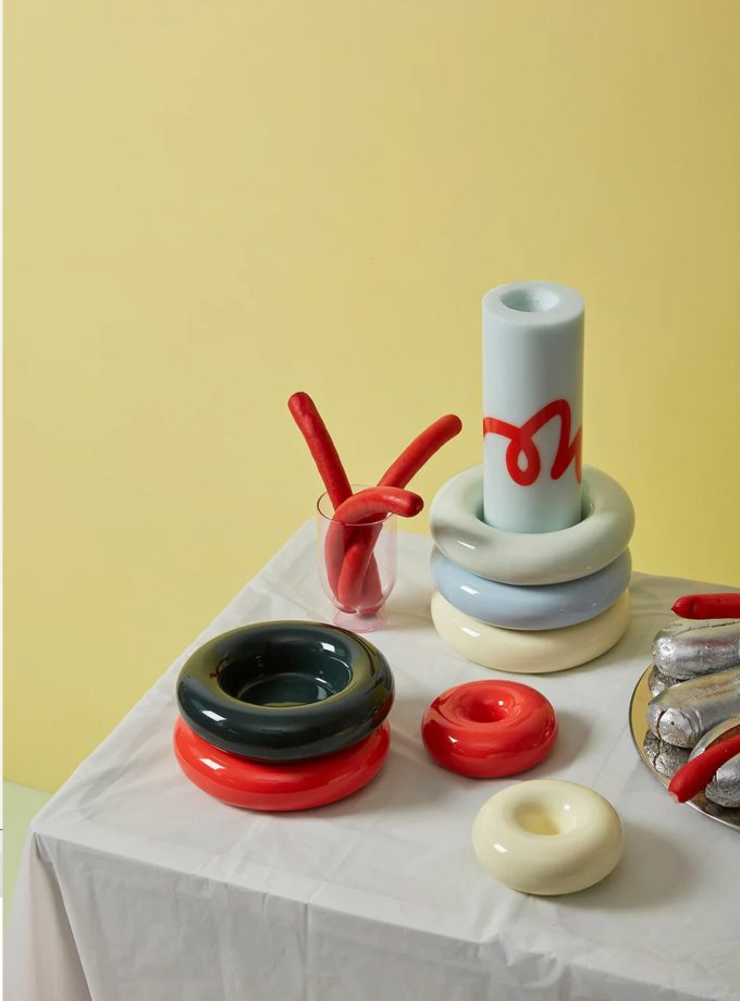 studio about candle holder bob donut light blue