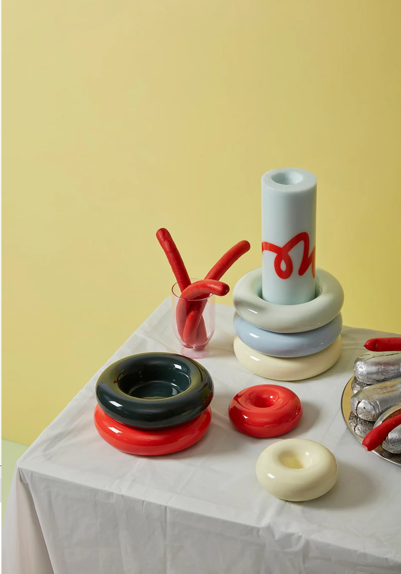 studio about candle holder bob donut light blue